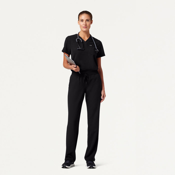 JAANUU Rhena Essential 1 pocket Scrub Top Black - Get Scrubbed