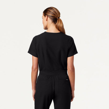 JAANUU Rhena Essential 1 pocket Scrub Top Black - Get Scrubbed