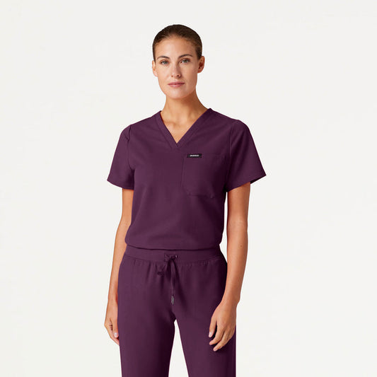 JAANUU Rhena Essential 1 pocket Scrub Top Deep Eggplant - Get Scrubbed