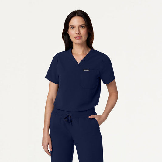 JAANUU Rhena Essential 1 pocket Scrub Top Midnight Navy - Get Scrubbed