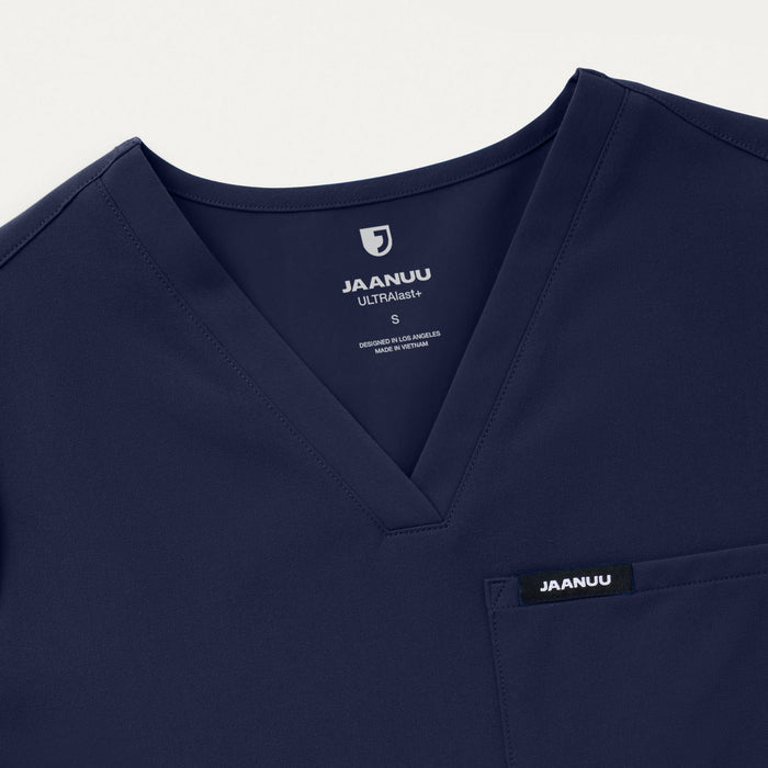 JAANUU Rhena Essential 1 pocket Scrub Top Midnight Navy - Get Scrubbed