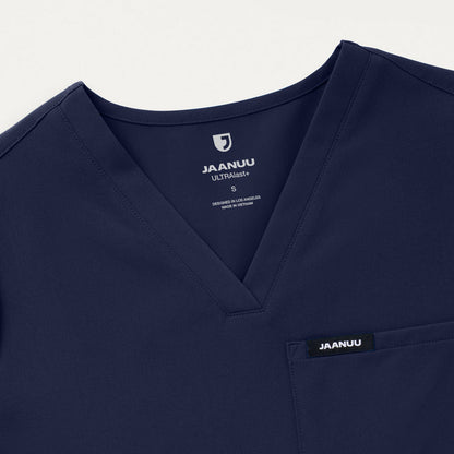 JAANUU Rhena Essential 1 pocket Scrub Top Midnight Navy - Get Scrubbed