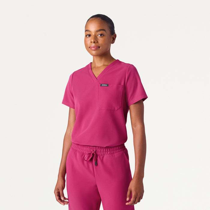 JAANUU Rhena Essential 1 pocket Scrub Top Wild Berry - Get Scrubbed
