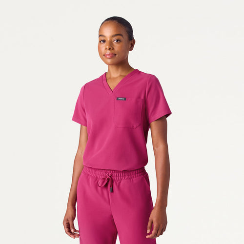 JAANUU Rhena Essential 1 pocket Scrub Top Wild Berry - Get Scrubbed