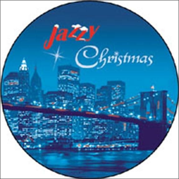 Jazzy Christmas CD in collector's tin with city skyline and night bridge design