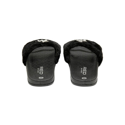 Jewel Fur Slipper [Black] #FW30 Small