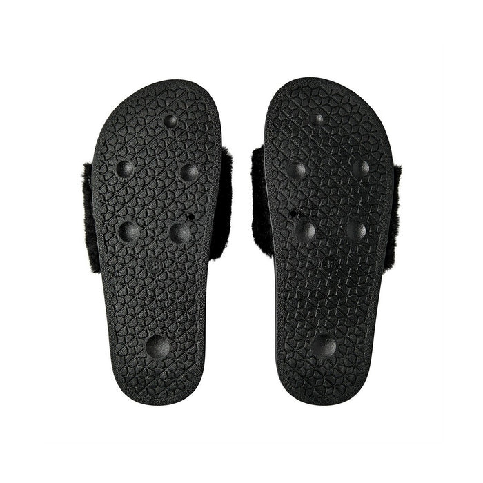Jewel Fur Slipper [Black] #FW30 Small