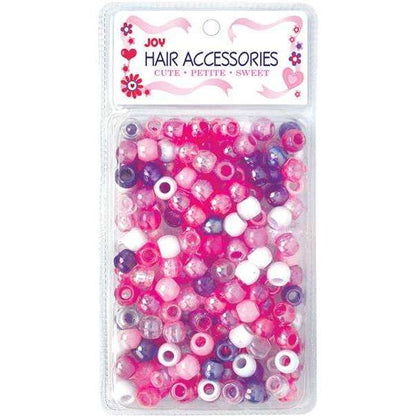 Joy Round Hair Beads Large, 240 Count, Assorted Purple & Pink