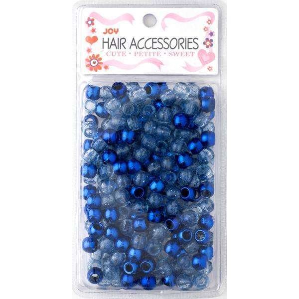 Joy Round Hair Beads Large, 240 Count, Blue Metallic & Glitter