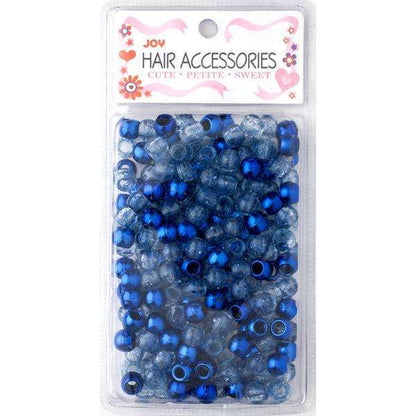 Joy Round Hair Beads Large, 240 Count, Blue Metallic & Glitter
