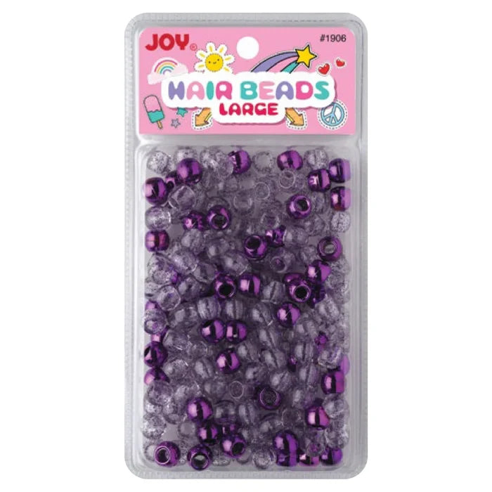 Joy Round Hair Beads Large, 240 Count, Purple Metallic & Glitter