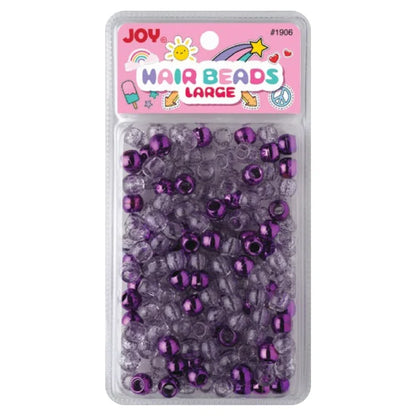 Joy Round Hair Beads Large, 240 Count, Purple Metallic & Glitter