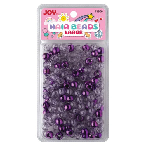 Joy Round Hair Beads Large, 240 Count, Purple Metallic & Glitter