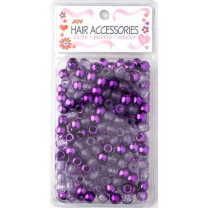 Joy Round Hair Beads Large, 240 Count, Purple Metallic & Glitter