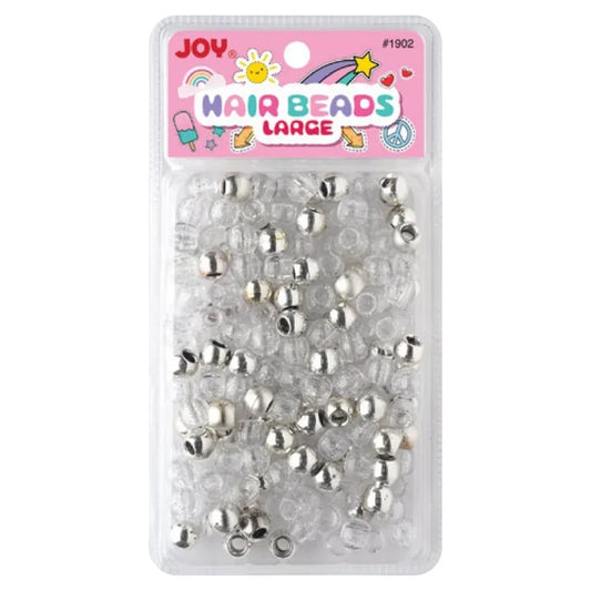 Joy Round Hair Beads Large, 240 Count, Silver Metallic & Glitter