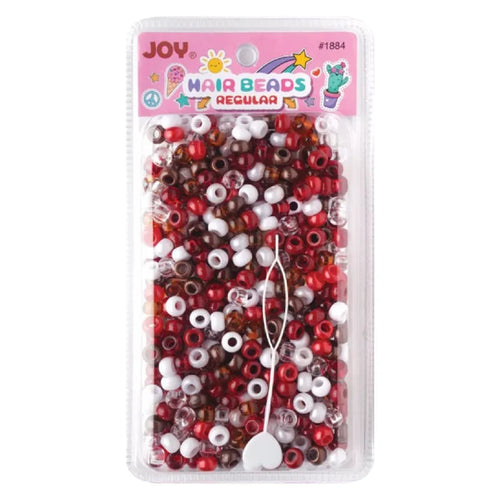 Joy Round Hair Beads Regular Size, 1,000 Count, Red & White