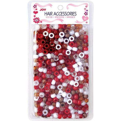 Joy Round Hair Beads Regular Size, 1,000 Count, Red & White