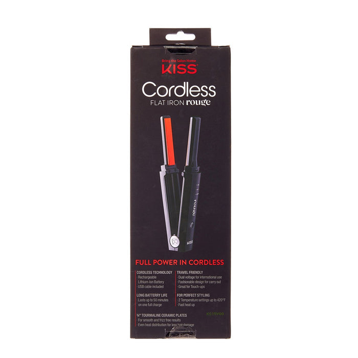 KISS Cordless Flat Iron Rouge Portable Hair Straightener 3/4" - ikatehouse
