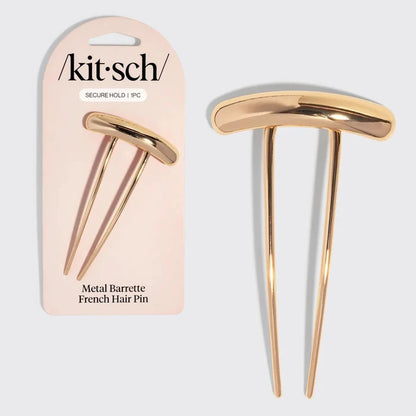 Kitsch Mini Metal Barrette French Hair Pin - Gold