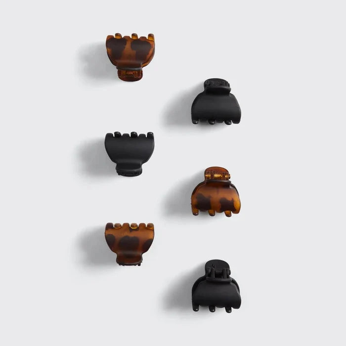 Kitsch Recycled Plastic X-Small Claw Clips - Black & Tort 6 pcs
