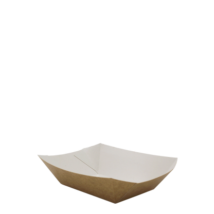 Eco-friendly Kraft Food Tray made from high-quality, recyclable food-grade paper board with a soya-based lining, perfect for stylishly serving snacks and desserts.