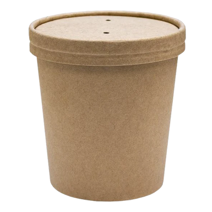 Dispo Soup Containers 26oz / Lids Included / 500 Containers Kraft Heavy Duty Containers