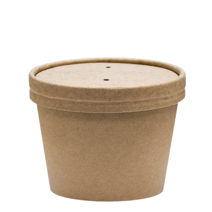 Dispo Soup Containers 8oz / Lids Included / 500 Containers Kraft Heavy Duty Containers