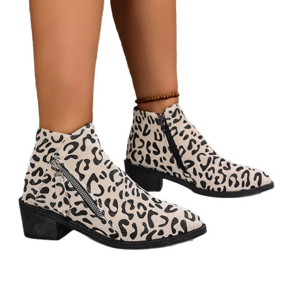 Ladies Chunky Heel Ankle Boots Large Size Pointed Toe