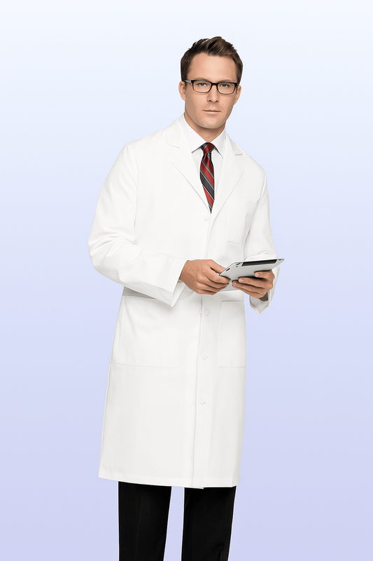 LANDAU Men's 3-Pocket Full-Length White Lab Coat - 3138