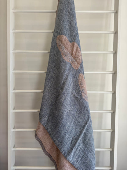 Lapuan Hietsu Towel-Blue/Cinnamon 95x180cm