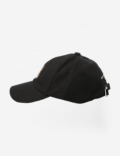 Large Fox Head Embroidery 6p Cap Black
