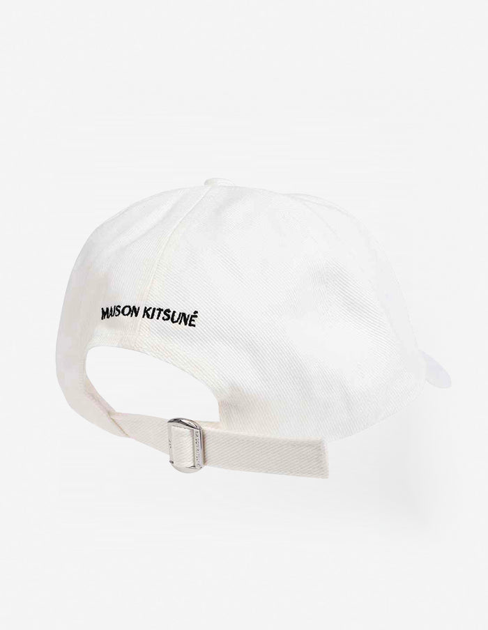 Large Fox Head Embroidery 6p Cap White