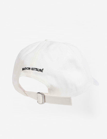 Large Fox Head Embroidery 6p Cap White