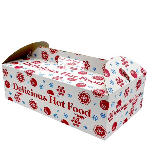 Magnum Packaging Takeaway Box 420 x 235 x 130mm / 20 Boxes Large White Printed Carry Boxes