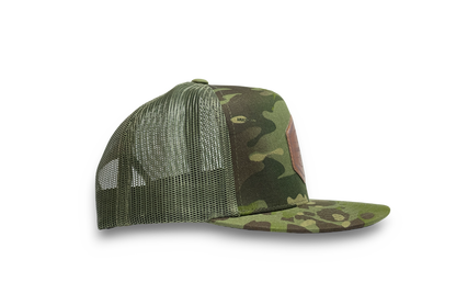 Leather Seal MultiCam® Flat Brim Trucker Hat
