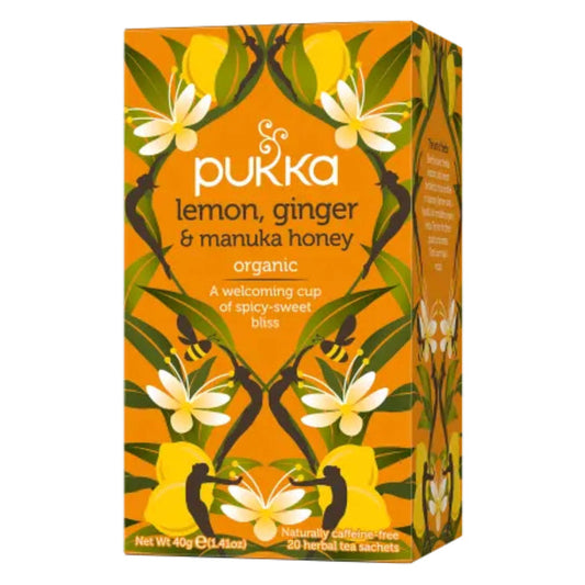 Box of Pukka Lemon Ginger & Manuka Honey 20 Tea Bags