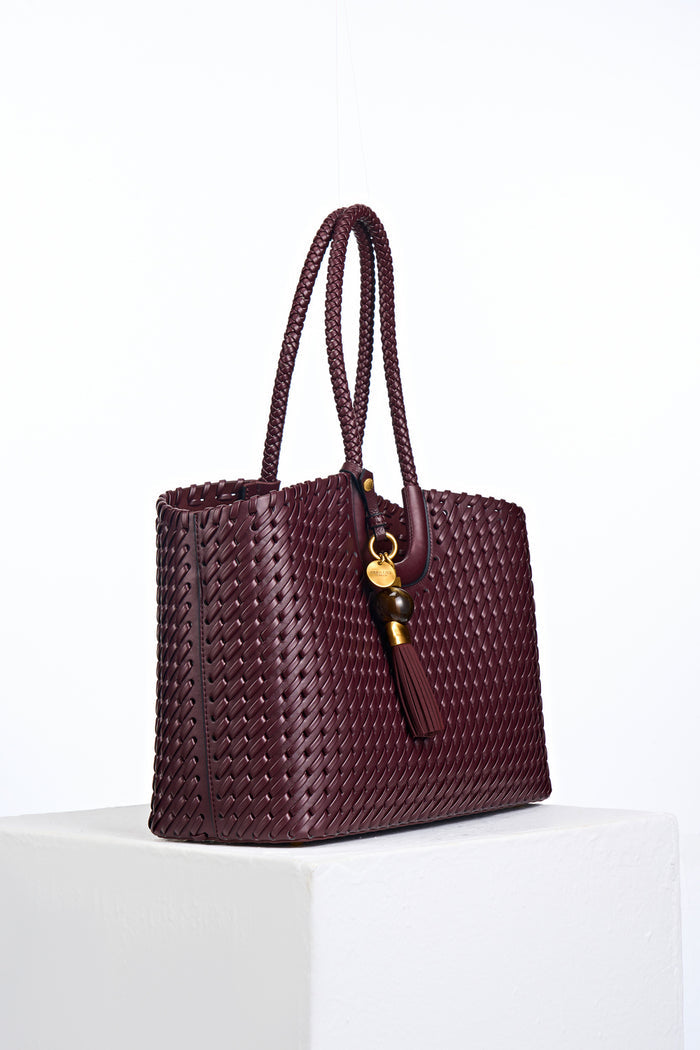 Lillie Black Cherry Whipstitch Tote