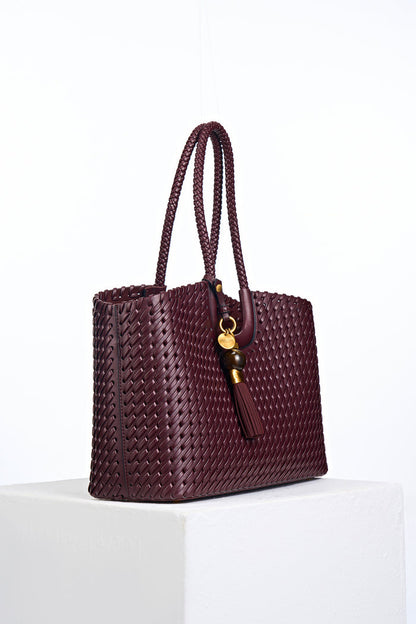 Lillie Black Cherry Whipstitch Tote
