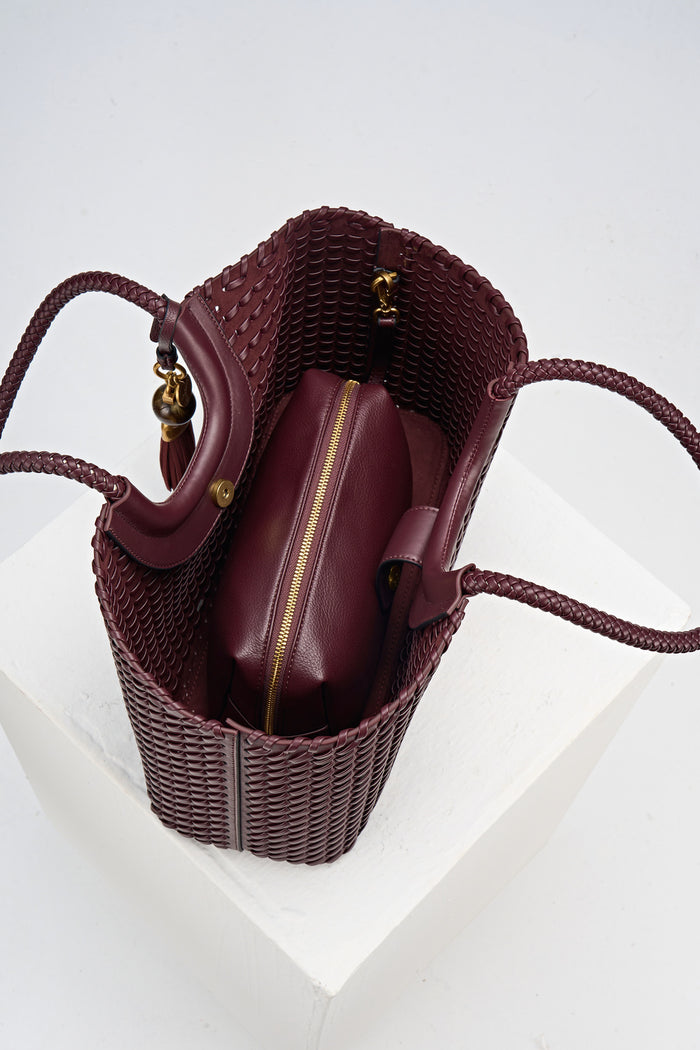 Lillie Black Cherry Whipstitch Tote