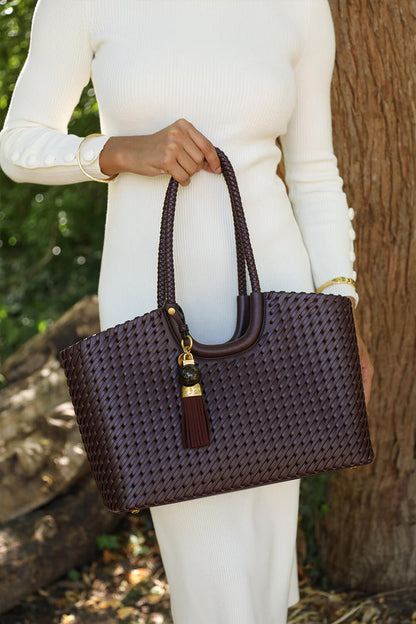 Lillie Black Cherry Whipstitch Tote