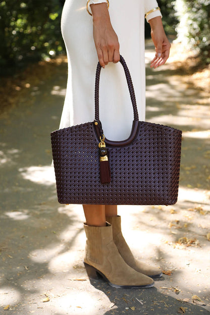 Lillie Black Cherry Whipstitch Tote