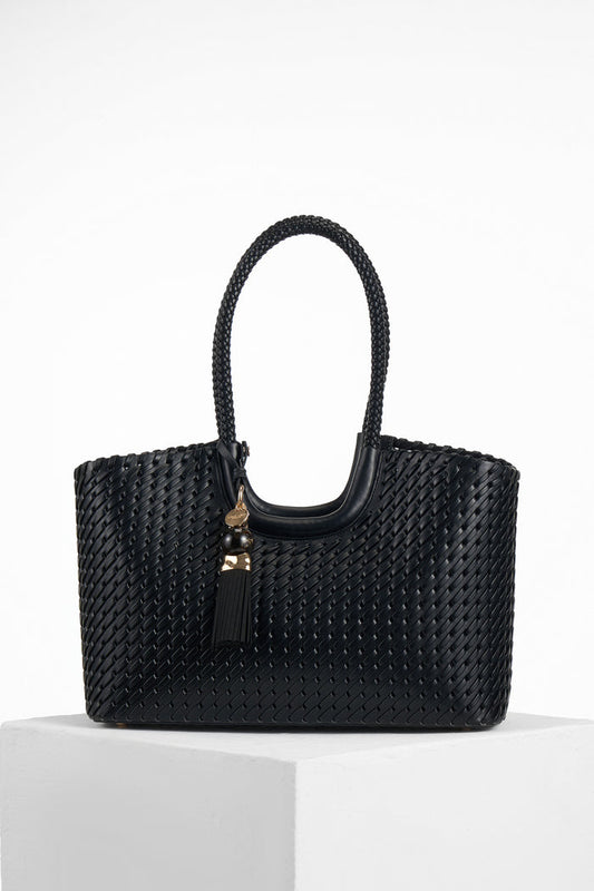 Lillie Black Whipstitch Tote