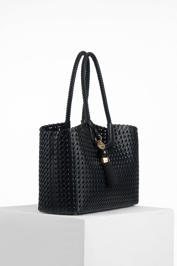 Lillie Black Whipstitch Tote