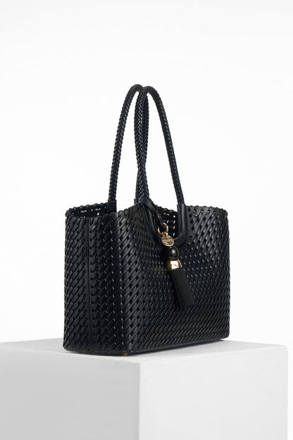 Lillie Black Whipstitch Tote