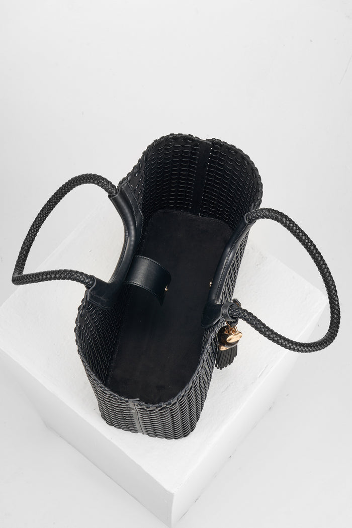 Lillie Black Whipstitch Tote