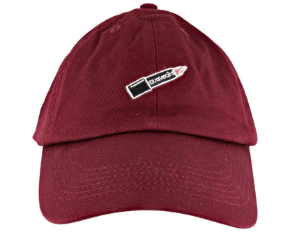 Women's Burgundy Hat With Cita Lipstick Patch - Front
