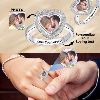 Love You Forever-Personalized Upload Photo Heart Ring For Couple