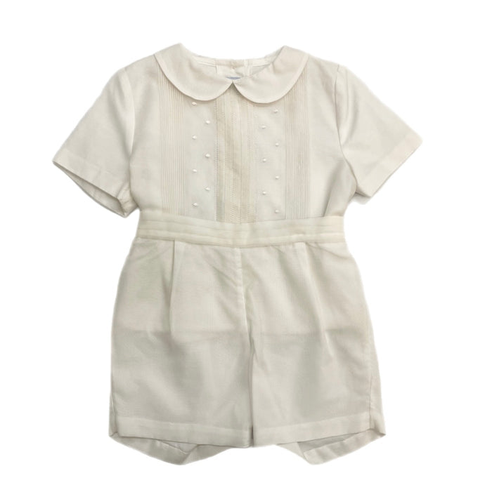 Luli & Me Ivory Boy Button On Organza Set