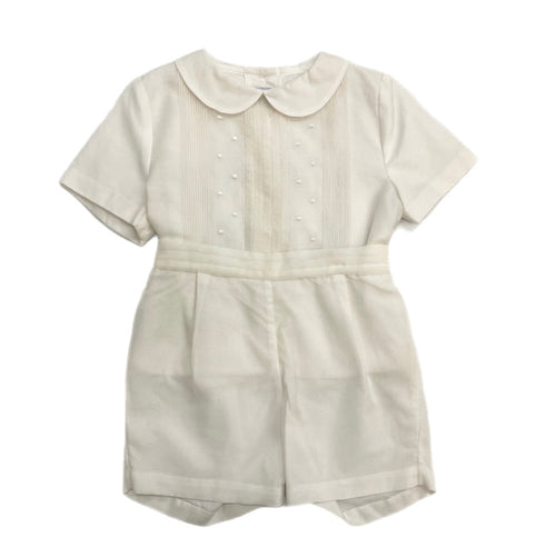 Luli & Me Ivory Boy Button On Organza Set