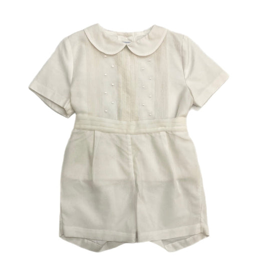 Luli & Me Ivory Boy Button On Organza Set